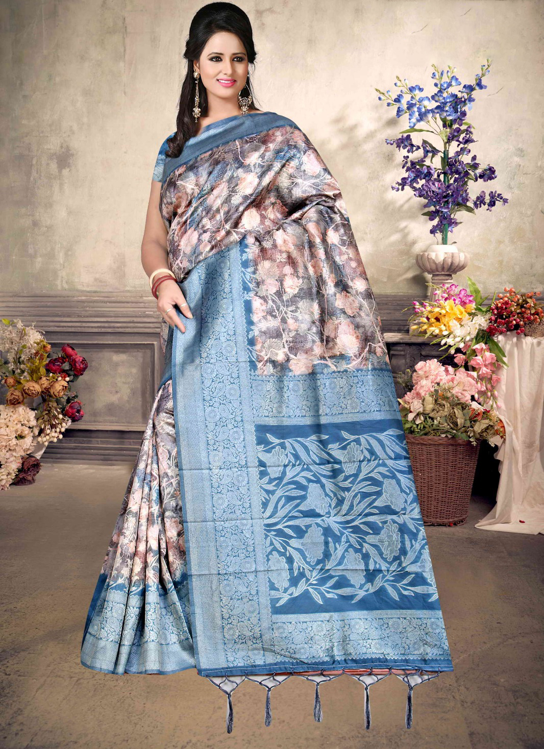 Malai Silk Saree - blue