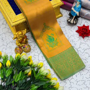 Kubera Pattu Silk Saree - Yellow With Green